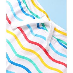 Babyhug Cotton Knit Mid Thigh Shorts with Sea Life Print & Stripes Pack of 3 - Yellow White & Light Blue