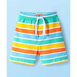 Babyhug Cotton Knit Mid Thigh Lenght Shorts with Dino Print & Stripes Pack of 3 - Yellow & White