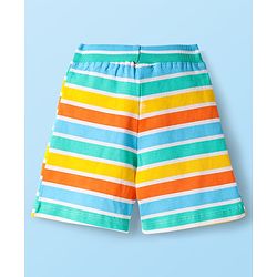 Babyhug Cotton Knit Mid Thigh Lenght Shorts with Dino Print & Stripes Pack of 3 - Yellow & White
