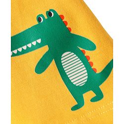 Babyhug Cotton Knit Mid Thigh Lenght Shorts with Dino Print & Stripes Pack of 3 - Yellow & White