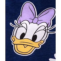 Babyhug Disney Single Jersey Knit Half Sleeves T-Shirt & Shorts Set With Daisy Duck Graphics & Frill Detailing - Navy Blue & Pink