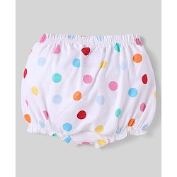Babyhug Disney Cotton Knit Bloomers With Minnie Mouse Graphics - Pink Light Blue & White