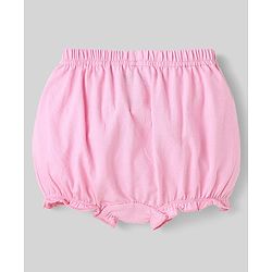Babyhug Disney Cotton Knit Bloomers With Minnie Mouse Graphics - Pink Light Blue & White