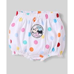 Babyhug Disney Cotton Knit Bloomers With Minnie Mouse Graphics - Pink Light Blue & White