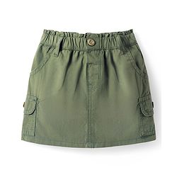 Babyhug Twill Woven Mid Thigh Solid Color Skorts with Stretch - Olive Green