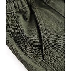Babyhug Twill Woven Full Length Wide Leg Solid Color Trouser with Stretch - Olive Green
