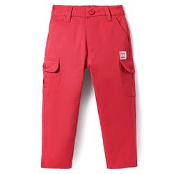 Babyhug Twill Woven Full Length Solid Color Trouser With Stretch & Pocket - Coral