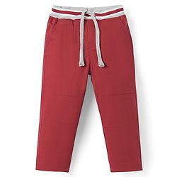 Babyhug Twill Woven Full Length Solid Color Cut & Sew Trouser with Stretch - Maroon