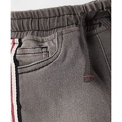 Babyhug Above Knee Length Solid Denim Shorts With Stretch - Grey