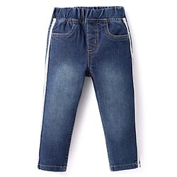 Babyhug Full Length Washed Denim Jeans with Stretch - Blue