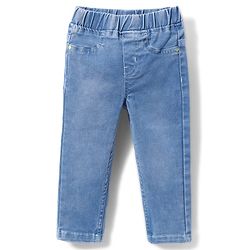 Babyhug Denim Full Length Jeggings With Stretch & Embroidery - Blue