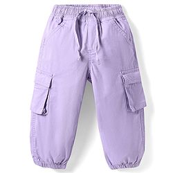 Babyhug Twill Woven Full Length Solid Joggers - Lilac