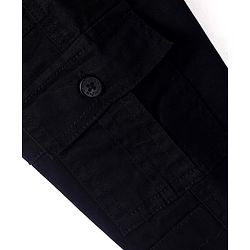 Babyhug Full Length Washed Denim Jogger With Stretch & Cargo Pockets - Black