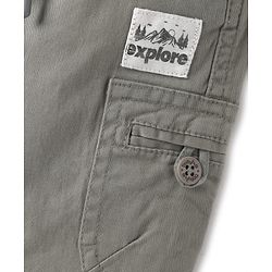 Babyhug Twill Woven Full Length Solid Trouser With Stretch - Grey