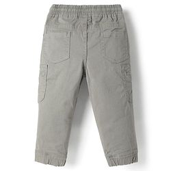 Babyhug Twill Woven Full Length Solid Trouser With Stretch - Grey
