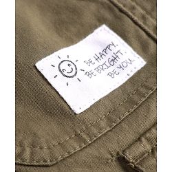 Babyhug Twill Woven Full Length Solid Color Trousers With Stretch and Pockets - Olive Green