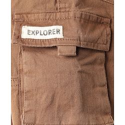 Babyhug Twill Woven Full Length Trouser With Text Patch - Brown