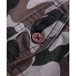 Babyhug Cotton Lycra Woven Full Length Trousers With Stretch Camouflage Print -Dark Green