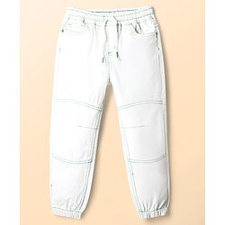 Babyhug Twill Woven Full Length Trousers With Stretch - White