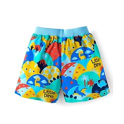 Babyhug Single Jersey Knit Shorts with Stripes & Dino Print of 3 - Blue & Red