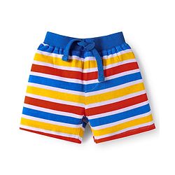 Babyhug Single Jersey Knit Shorts with Stripes & Dino Print of 3 - Blue & Red