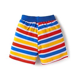 Babyhug Single Jersey Knit Shorts with Stripes & Dino Print of 3 - Blue & Red