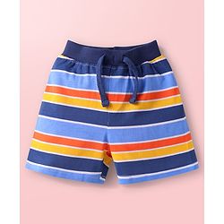 Babyhug Single Jersey Knit Mid Thigh Shorts With Ship Print Pack of 3 - Navy Blue White & Multicolor