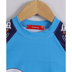 Babyhug Half Raglan Sleeves Two Piece Swimsuit With Space Theme Print - Blue