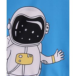 Babyhug Half Raglan Sleeves Two Piece Swimsuit With Space Theme Print - Blue