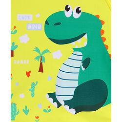 Babyhug Half Raglan Sleeves Two Piece Swimsuit With Dino Print & Applique - Yellow