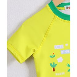 Babyhug Half Raglan Sleeves Two Piece Swimsuit With Dino Print & Applique - Yellow