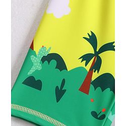 Babyhug Half Raglan Sleeves Two Piece Swimsuit With Dino Print & Applique - Yellow