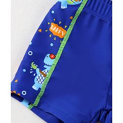 Babyhug Half Raglan Sleeves Two Piece Swimsuit With Dino Print - Blue
