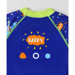 Babyhug Half Raglan Sleeves Two Piece Swimsuit With Dino Print - Blue