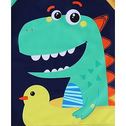 Babyhug Half Raglan Sleeves Two Piece Swimsuit With Dino Print & Swimming Cap - Navy Blue