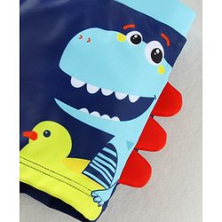 Babyhug Swimming Trunk With Dino Print & Swimming Cap - Navy Blue