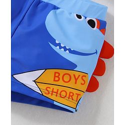Babyhug Swimming Trunk With Dino Print & Swimming Cap - Blue