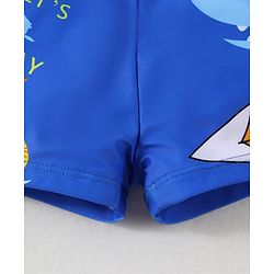 Babyhug Swimming Trunk With Dino Print & Swimming Cap - Blue
