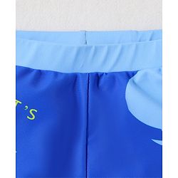 Babyhug Swimming Trunk With Dino Print & Swimming Cap - Blue
