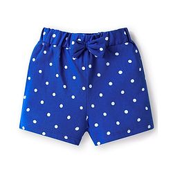 Babyhug 100% Cotton Single Jersey Knit Shorts with Polka Dots & Bow Applique Pack of 3 - Pink & Blue