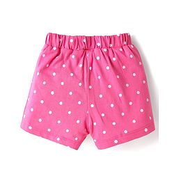 Babyhug 100% Cotton Single Jersey Knit Shorts with Polka Dots & Bow Applique Pack of 3 - Pink & Blue