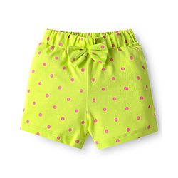 Babyhug 100% Cotton Single Jersey Knit Shorts with Polka Dots & Bow Applique Pack of 3 - Pink & Blue