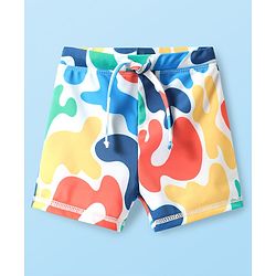 Babyhug Above Knee Length Water Repellant Swimming Trunk With Abstract Print - Blue