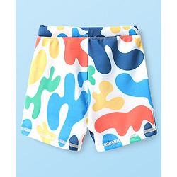 Babyhug Above Knee Length Water Repellant Swimming Trunk With Abstract Print - Blue