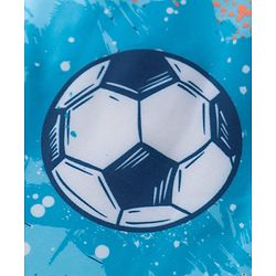 Babyhug Half Raglan Sleeves Water Repellent Legged Swimsuit with Football Print - Light Blue