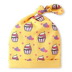Babyhug 100% Cotton Cap with Cupcake Print - Yellow