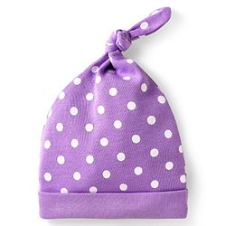 Babyhug Interlock Knit Knot Cap With Polka Dot Print - Purple