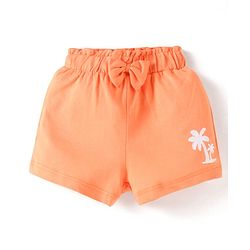 Babyhug Cotton Single Jersey Knit Mid Thigh Shorts With Floral Print Pack of 3 - Orange Pink & Green