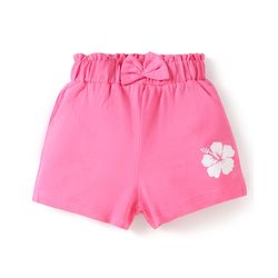 Babyhug Cotton Single Jersey Knit Mid Thigh Shorts With Floral Print Pack of 3 - Orange Pink & Green