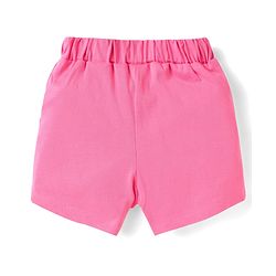 Babyhug Cotton Knit Mid Thigh Lenght Shorts with Floral Print & Bow Applique Pack of 3 - Blue White & Dark Pink